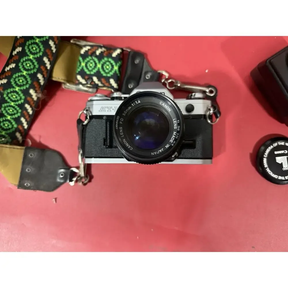 Canon AT-1 35mm Film SLR Camera Kit W 50mm 1:1.8 Lens Tested And Working!